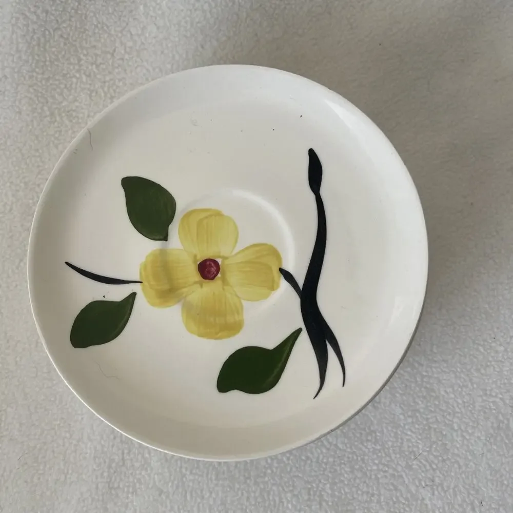 Earthenware Flowers Pattern Bowls Saucers X8